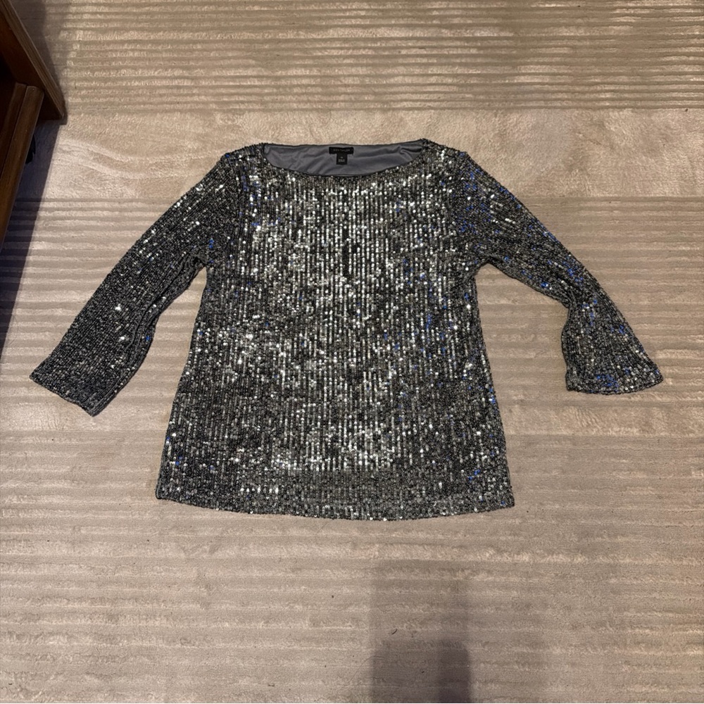 Ann Taylor Silver Sequin Blouse